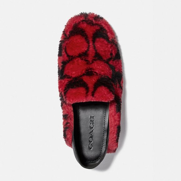 Coach Holly Signature Shearling Loafers Slippers RASPBERRY/BLACK - Picture 3 of 5